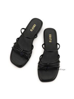 Strappy Flat Sandals Square Open Toe Slip On Dress Sandals Women's Comfortable